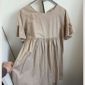 Beige Short Sleeve Babydoll Dress made in Italy